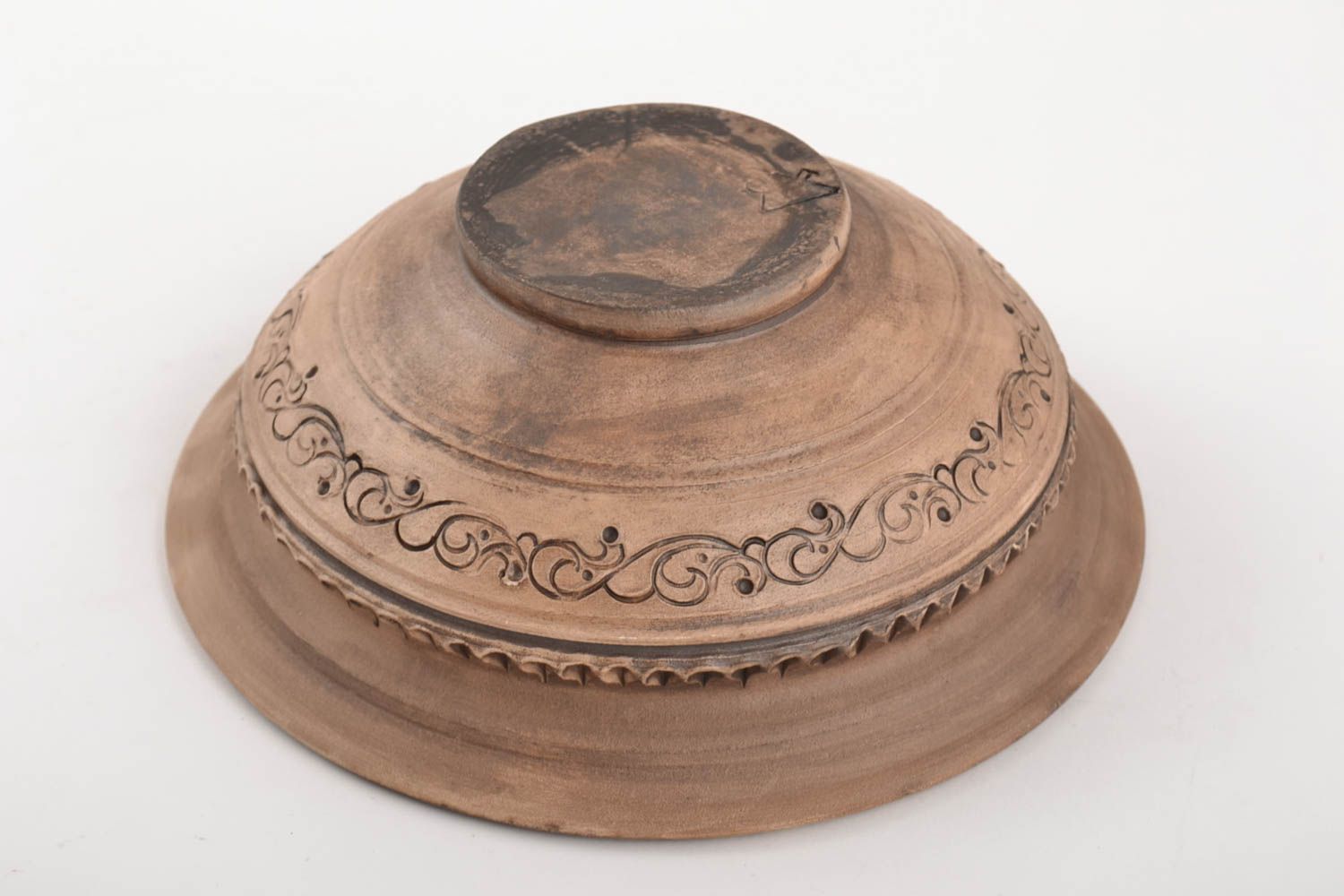 Small ethnic ceramic bowl for salads handmade for 0.5 l decorative kitchenware photo 5