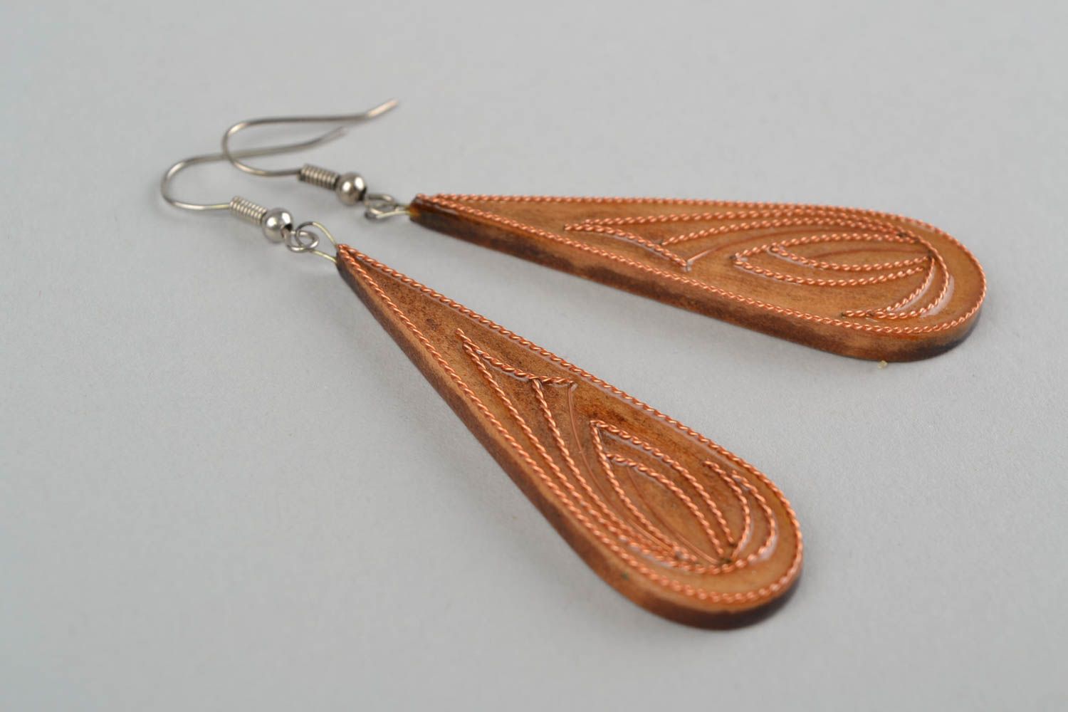 Ohrringe Holz handmade lange Ohrringe Accessoire für Frauen exklusiver Schmuck foto 3