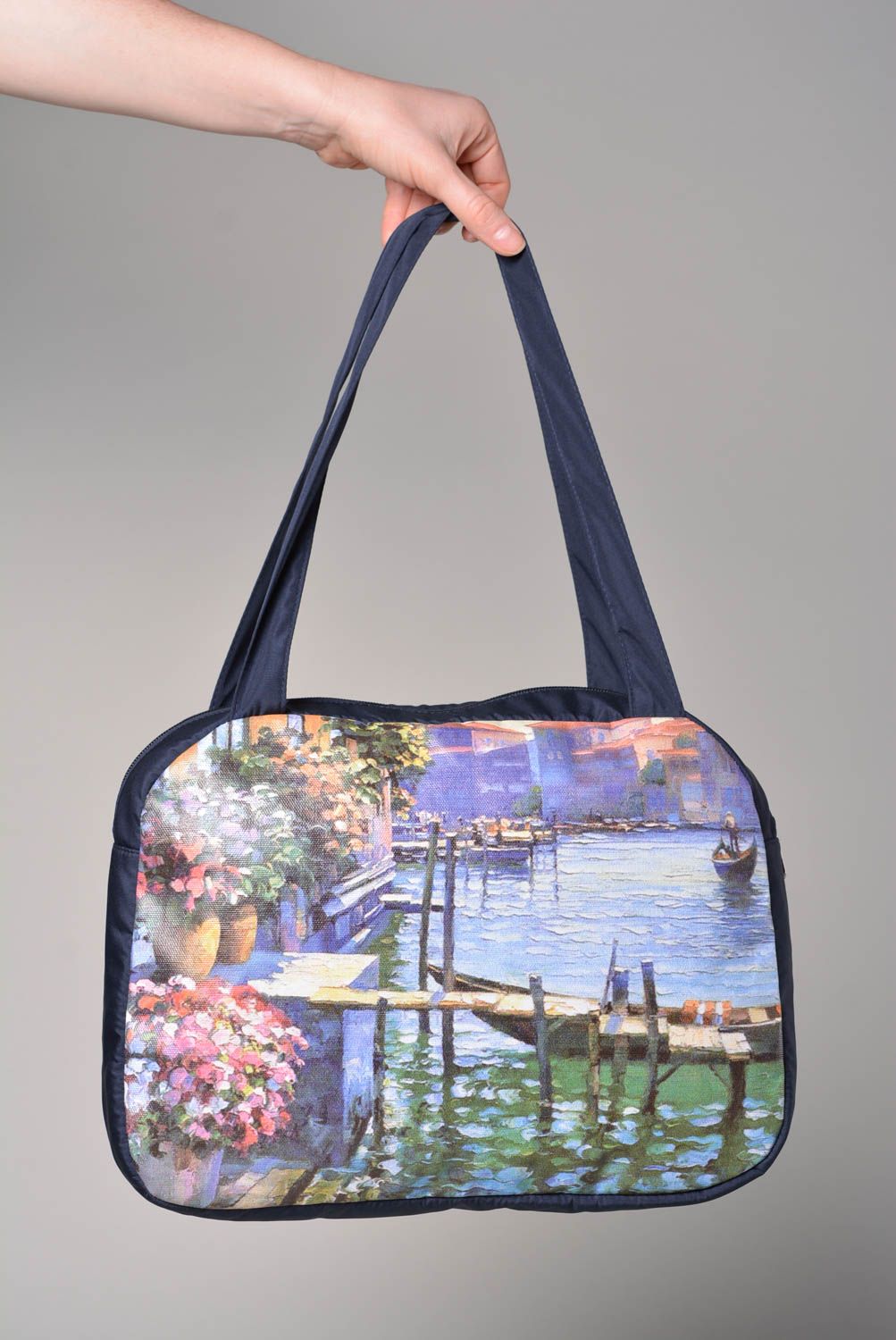Handmade schöne Handtasche Stofftasche mit Reißverschluss Damen Accessoire foto 2