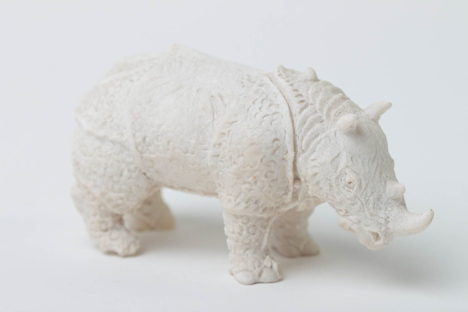 Blank polymer resin statuette designer handmade rhino figure blank for painting photo 2