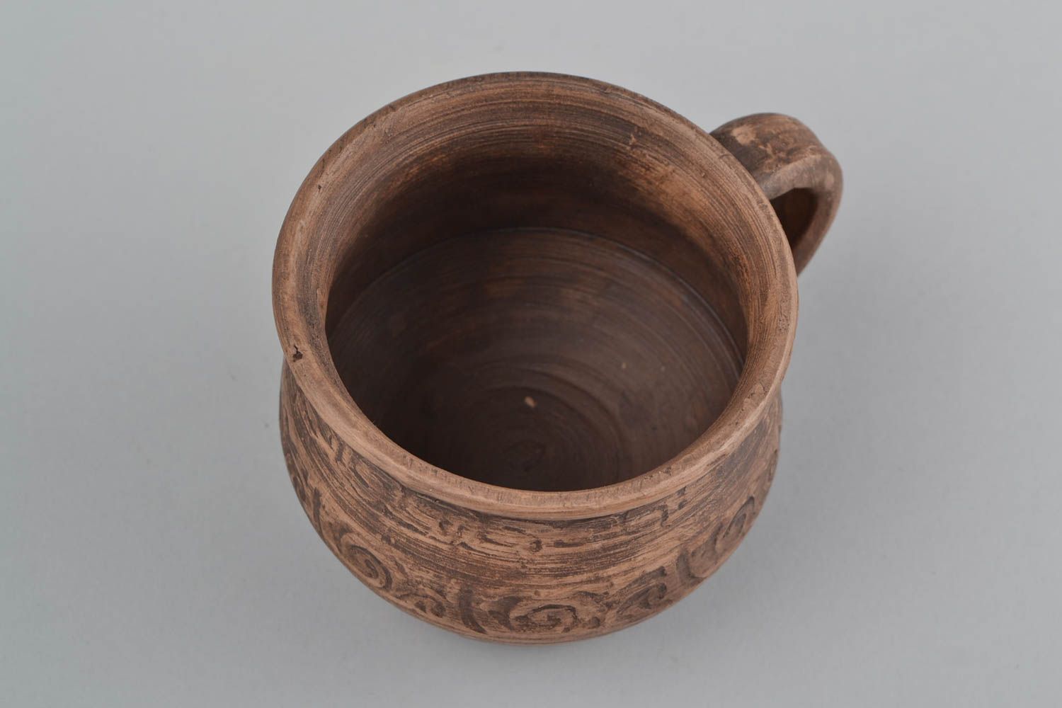 Große handmade Teetasse aus Ton im ethnischen Stil Volumen 400 ml Öko Dekor foto 5