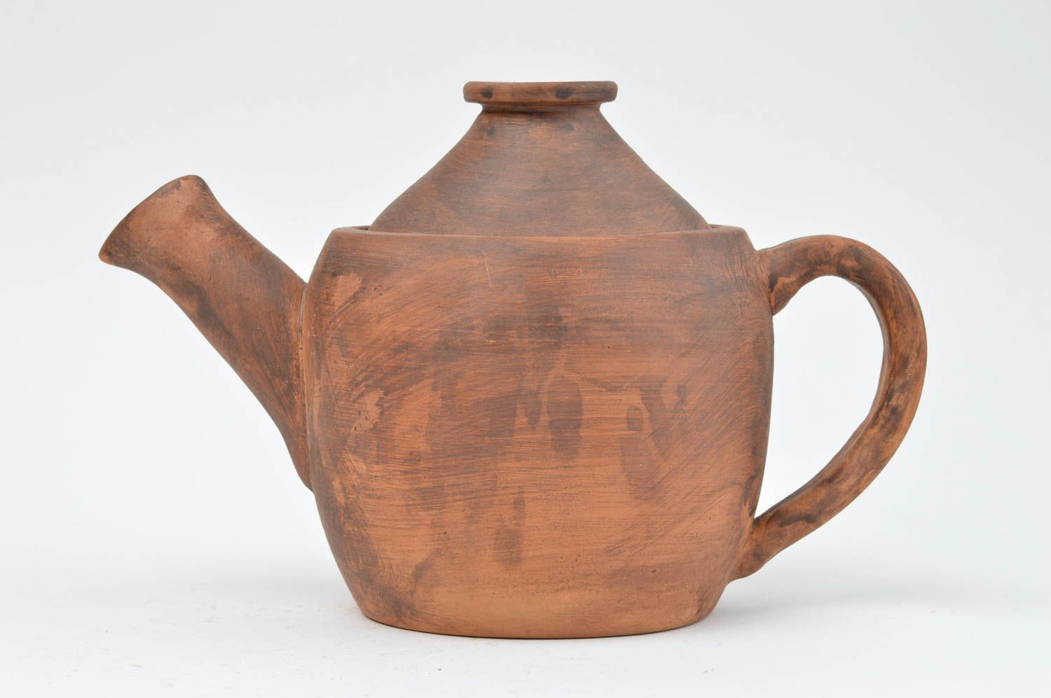 Керамический чайник ручной работы глянцевый коричневый красивый ручной работы фото 2