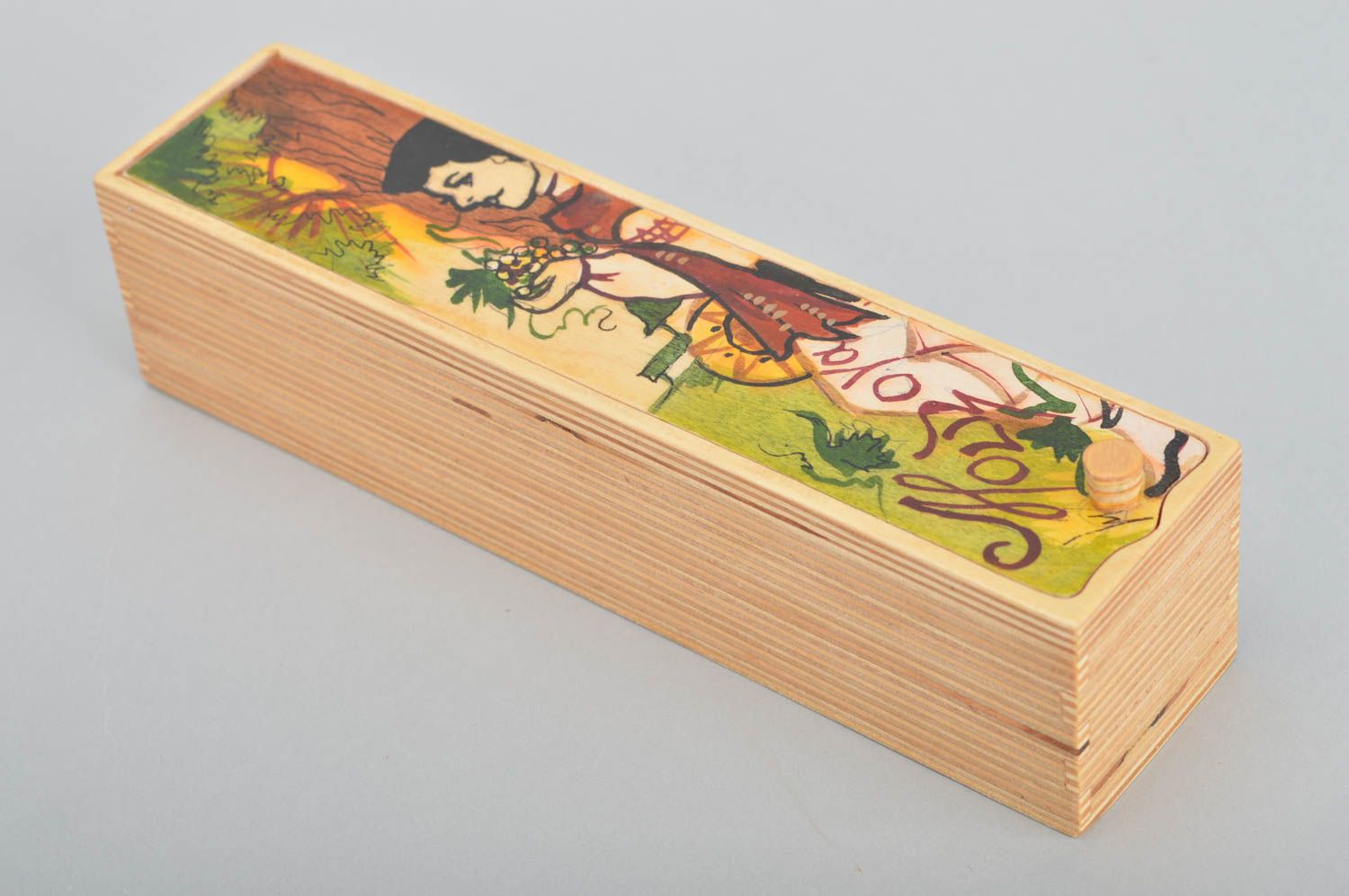 Designer long jewelry box made of plywood with painting handmade home decor photo 5