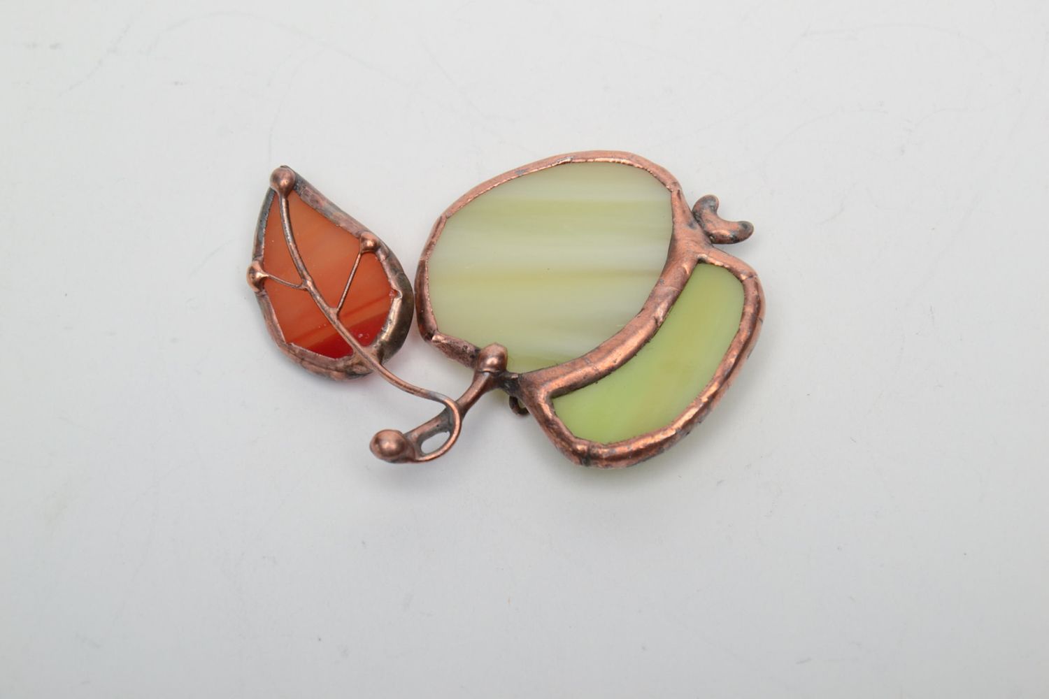Stained glass brooch Green Apple photo 3