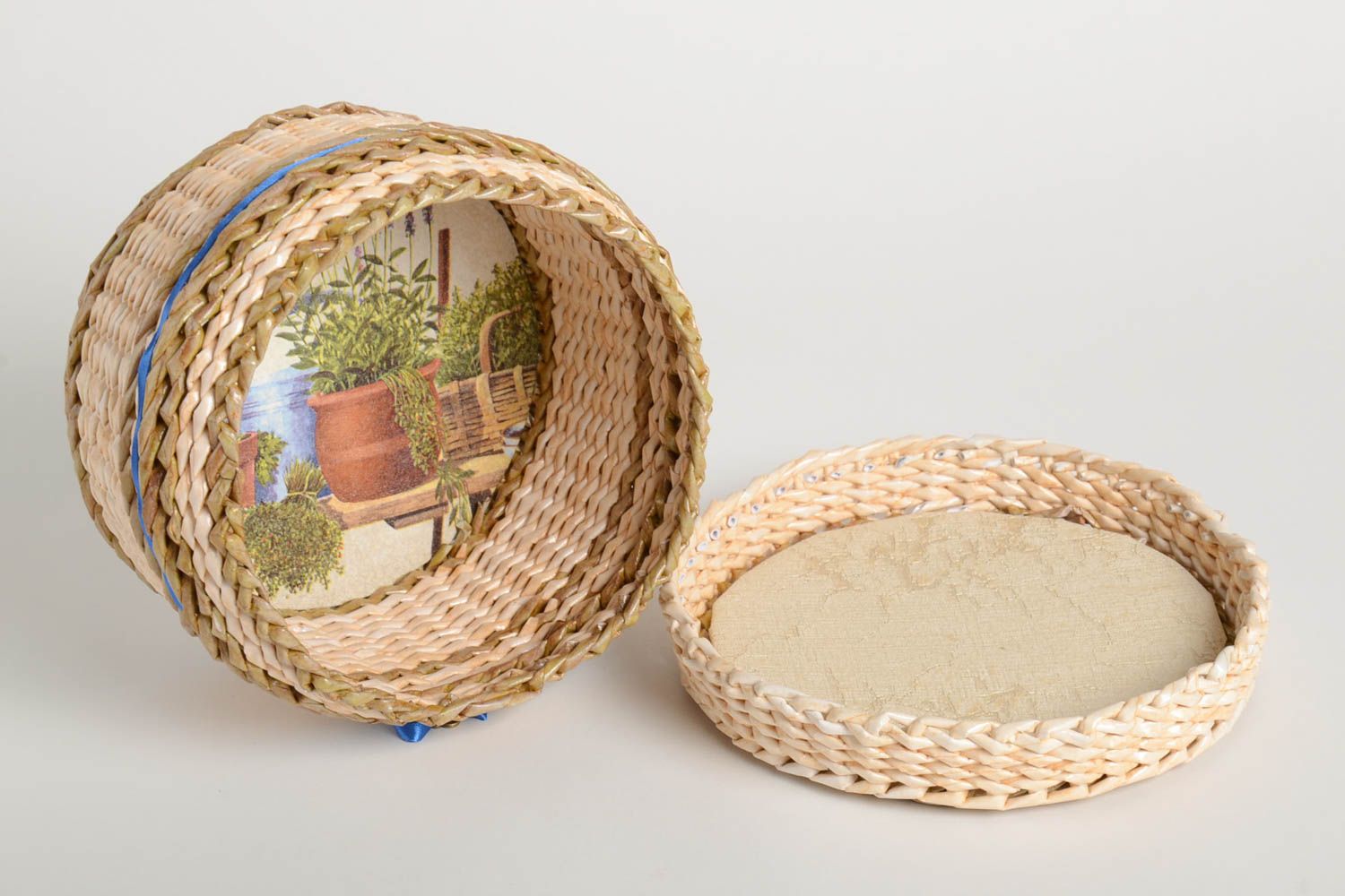 Handmade woven paper basket newspaper craft jewelry box design gift ideas photo 3
