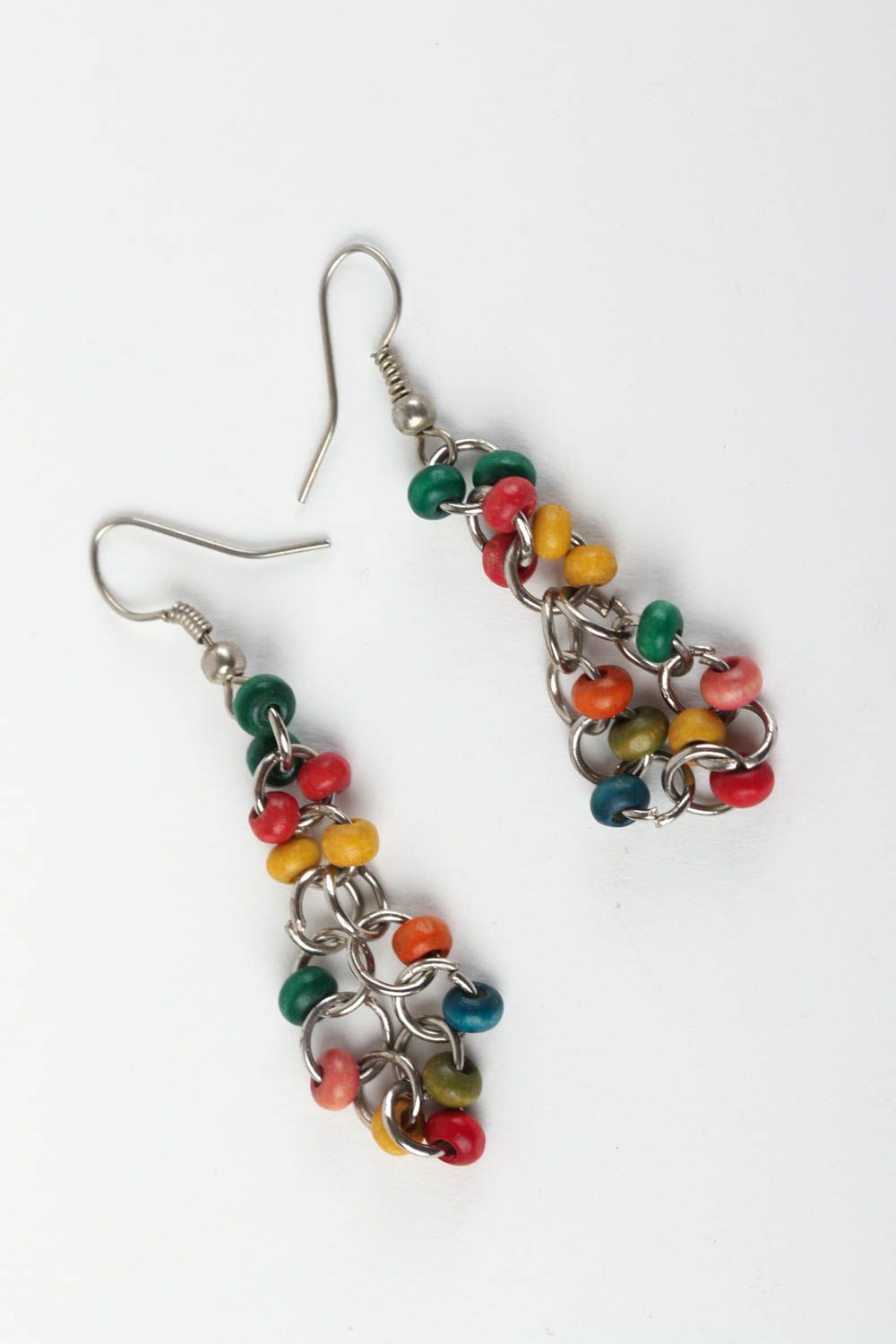 Handmade Ohrringe mit Perlen Holz Accessoire für Frauen Modeschmuck Ohrhänger foto 2