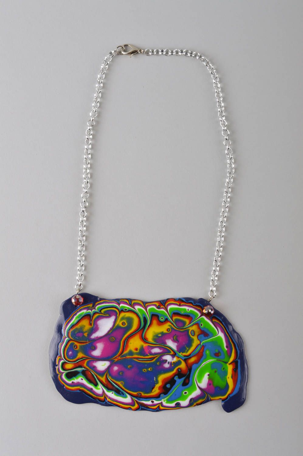 Модная бижутерия украшение ручной работы колье из полимерной глины разноцветное фото 2