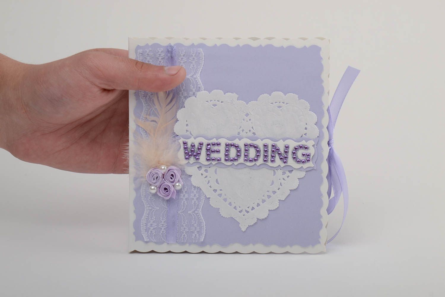 Housse en carton disques de mariage design faite main originale violette photo 3