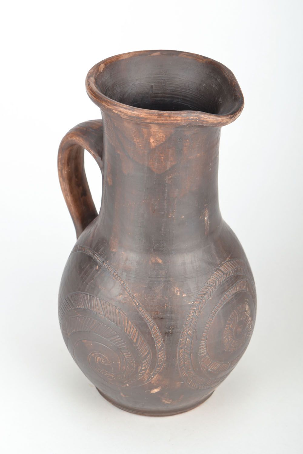 60 oz 11 inches brown wine carafe handmade pottery 2,8 lb photo 4