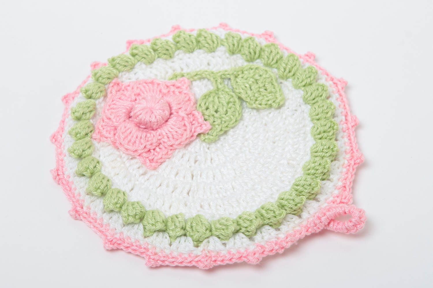 Agarradera al crochet hecha a mano elemento decorativo textiles para cocina foto 2