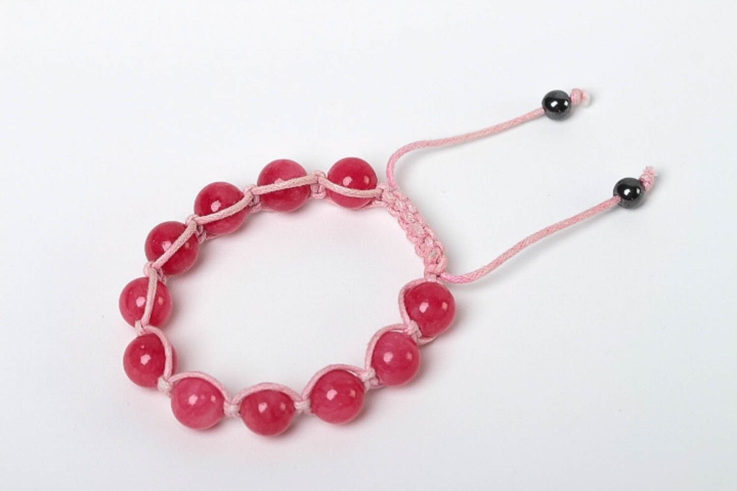 Браслет ручной работы розовый браслет из бусин плетеный подарок девушке фото 2