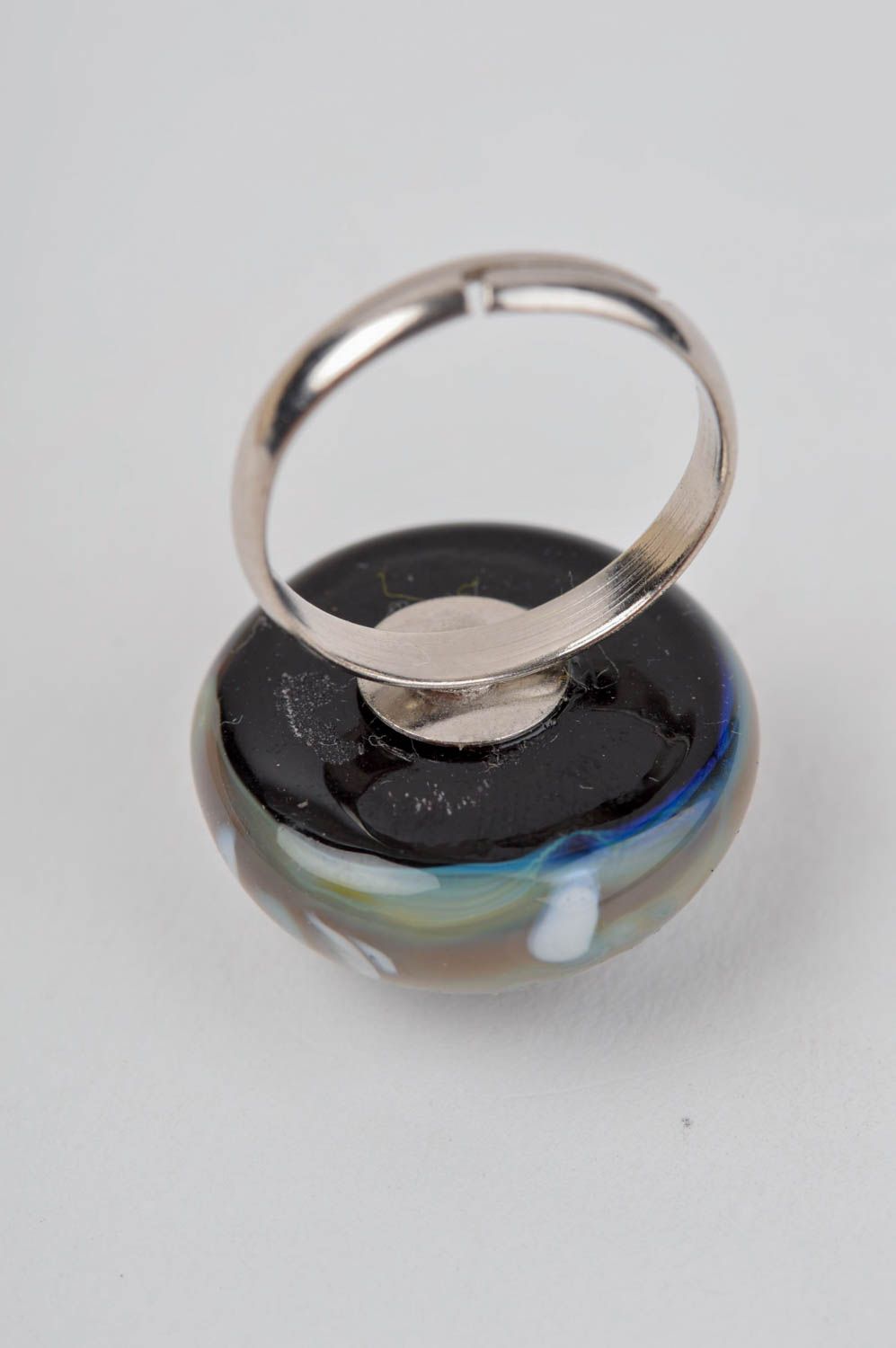 Handmade designer glass ring beautiful massive ring elegant accessory photo 3