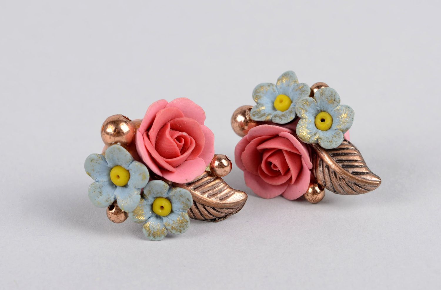 Grelle Blumen Ohrringe handgemachter Polymer Schmuck Geschenk für Frauen foto 1