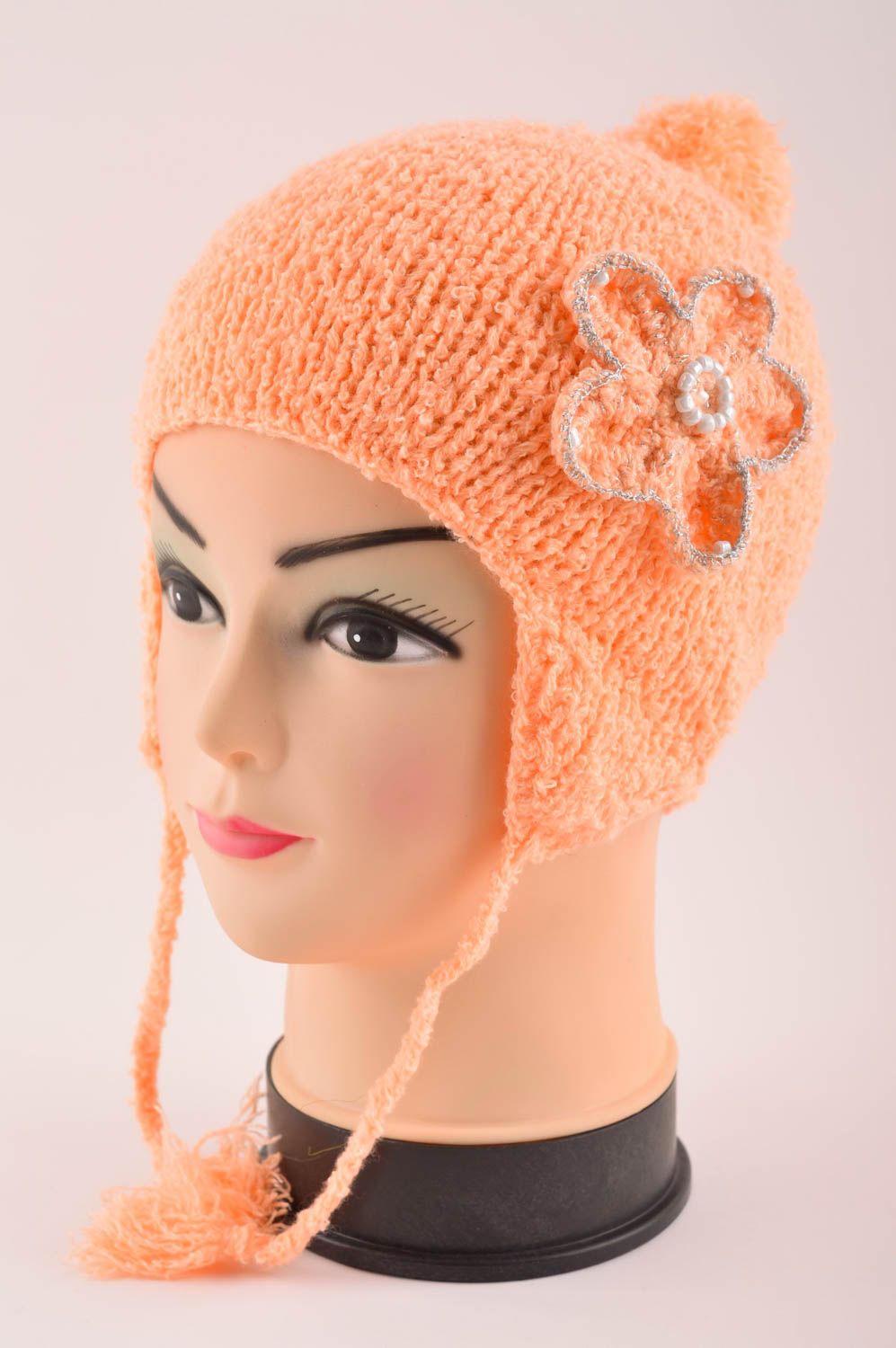 Bonnet tricot fait main Chapeau au crochet pêche hiver Vêtement enfant fille photo 2