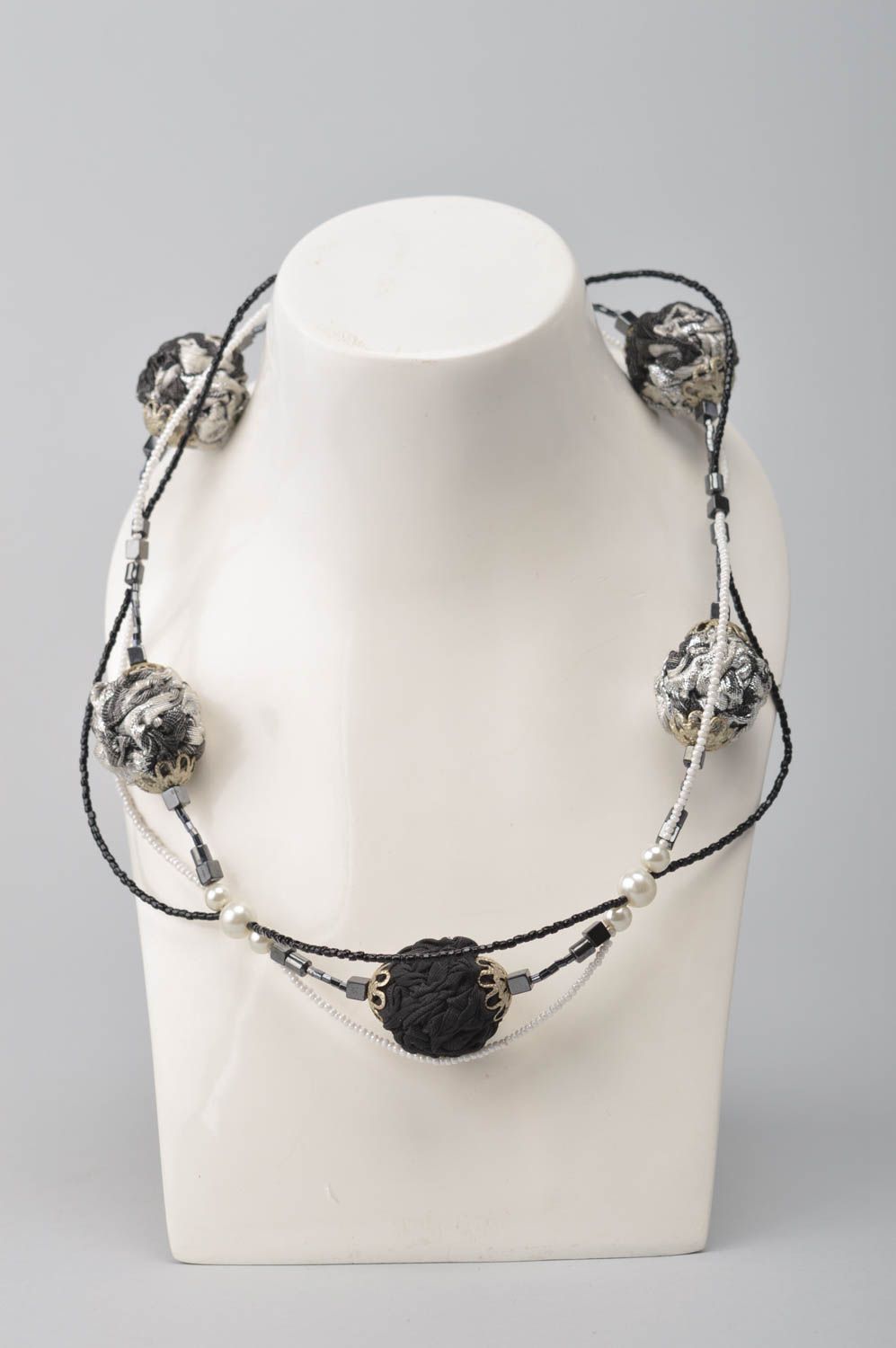 Grey handmade necklace stylish designer necklace beautiful necklace present  photo 1