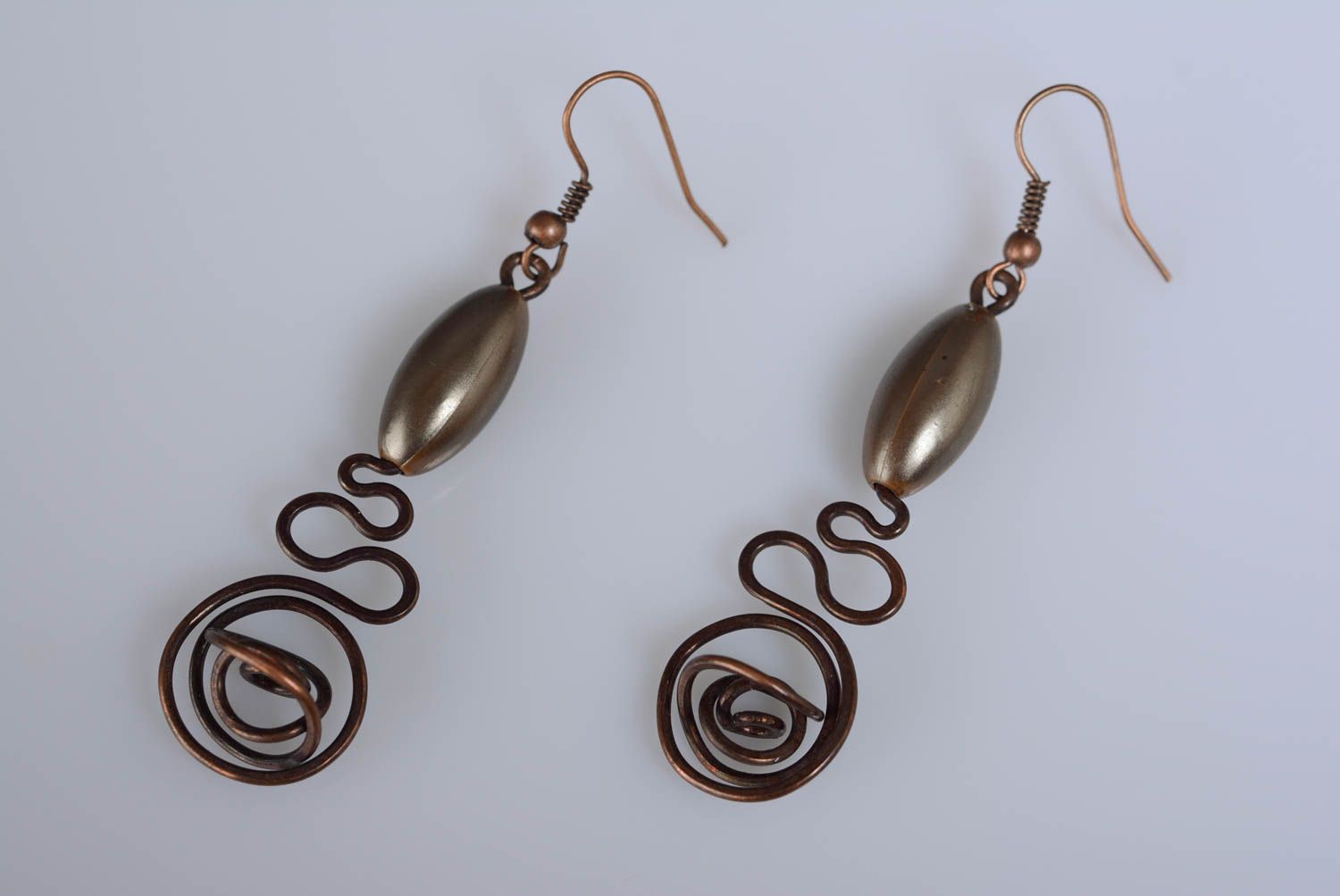 Festive beautiful earrings handmade copper earrings dangling earrings gift photo 4