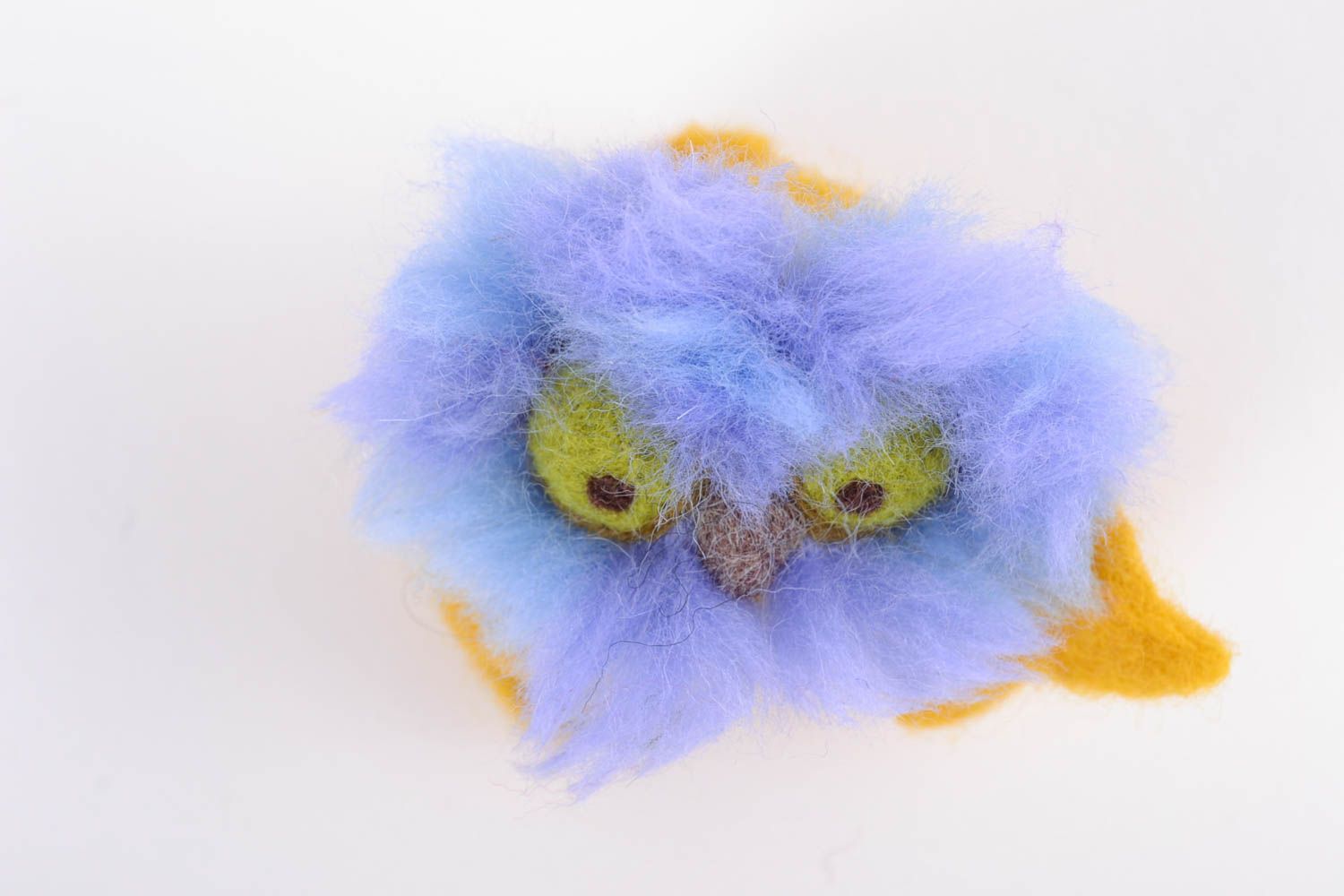 Petit jouet en laine feutrée fait main décoratif Grand duc avec théière photo 4