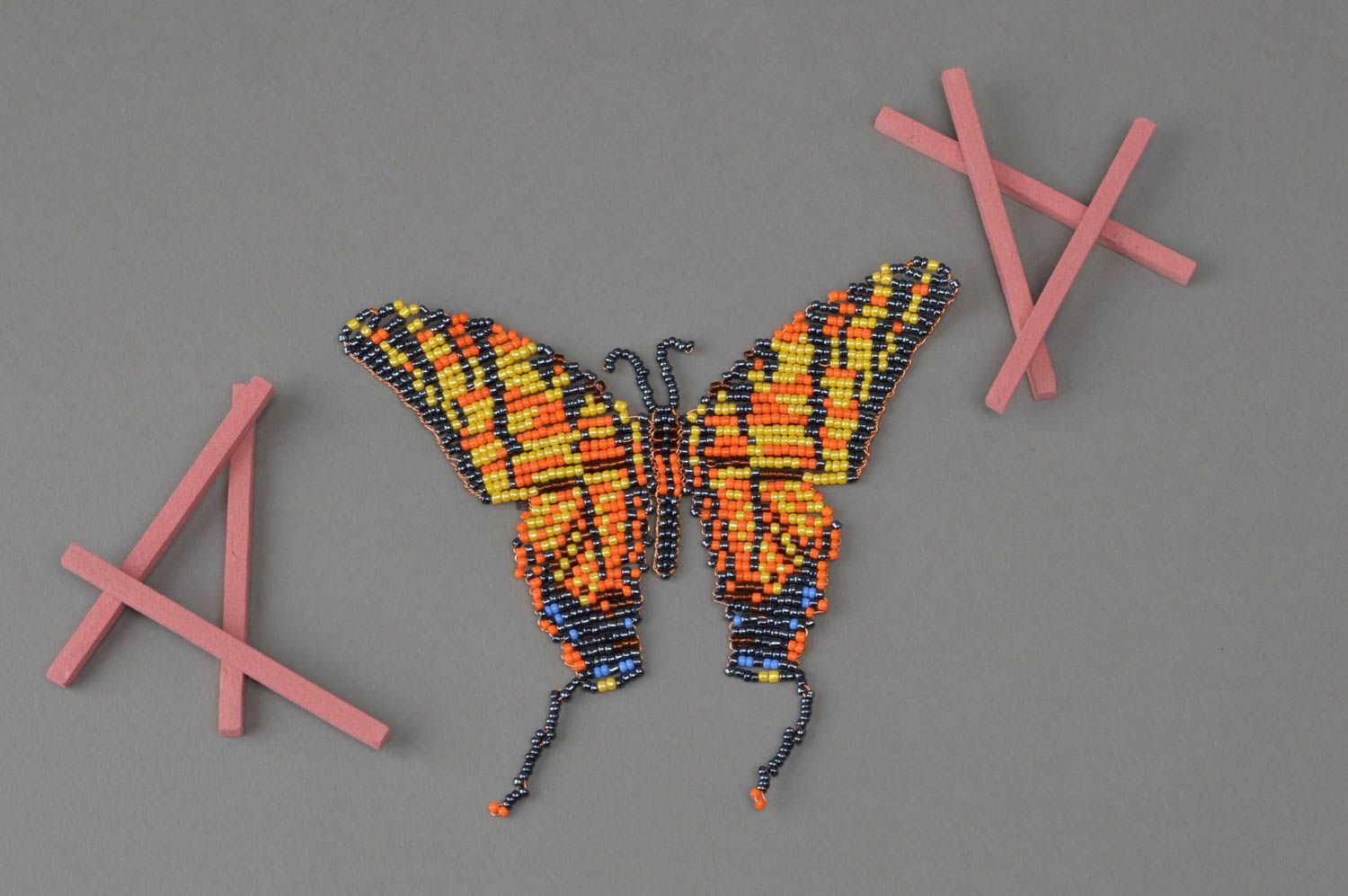 Handmade fridge magnet beaded butterfly for kitchen decor interior ideas photo 1