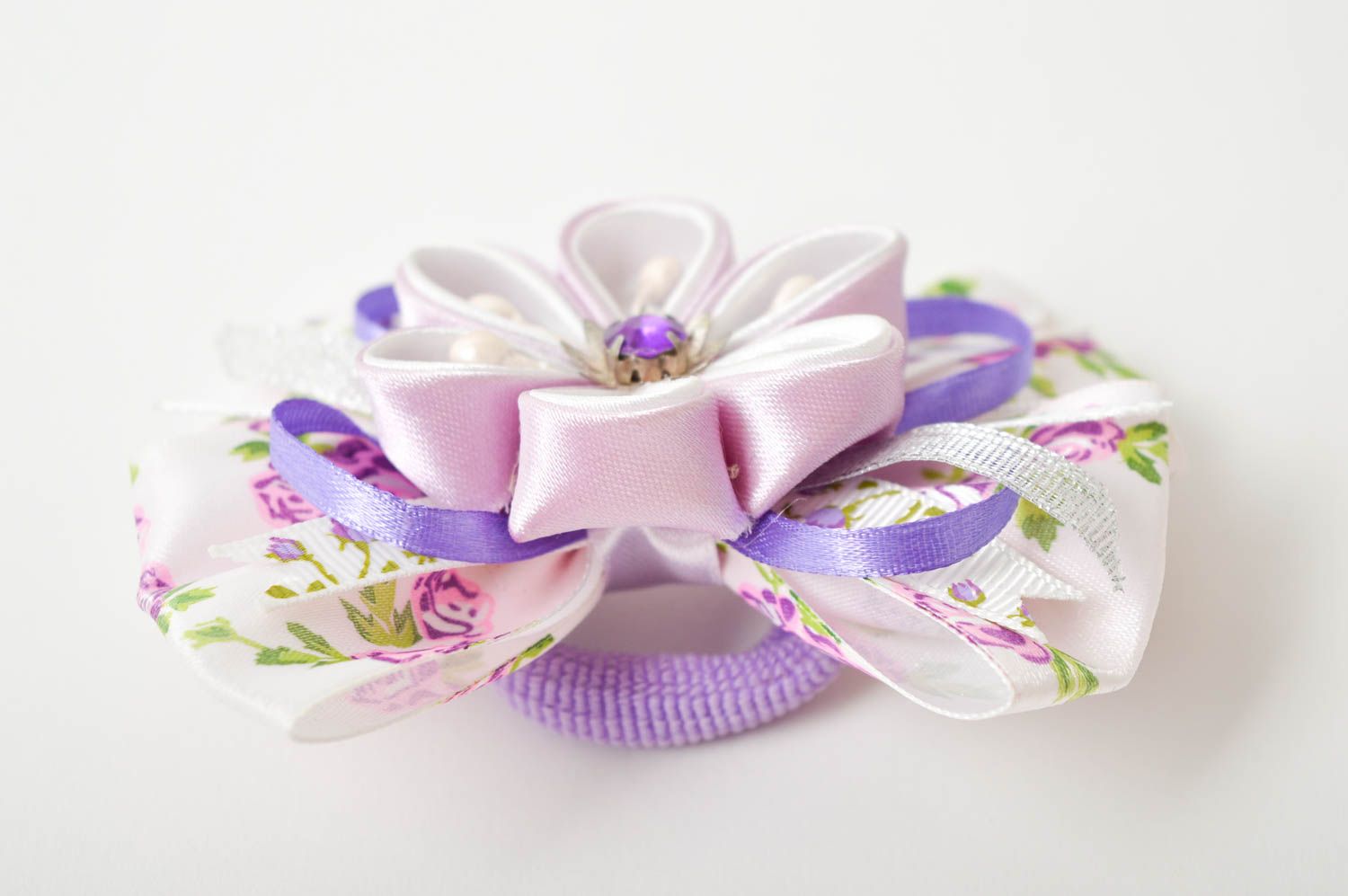 Goma para el pelo hecha a mano con flores accesorio para niñas regalo original foto 2
