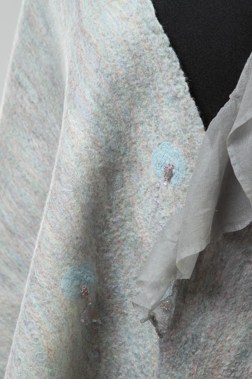 Grande écharpe Châle fait main soie laine feutrée Vêtements pour femme photo 2