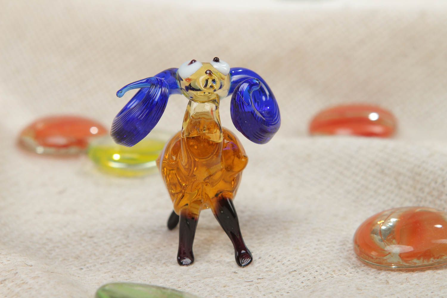 Figurine miniature en verre au chalumeau multicolore faite main Mouton photo 5