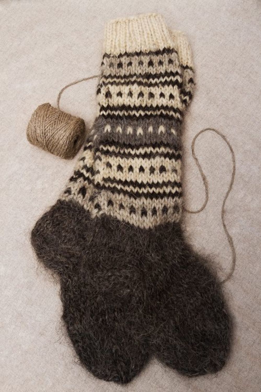 Chaussettes tricotées de laine photo 1