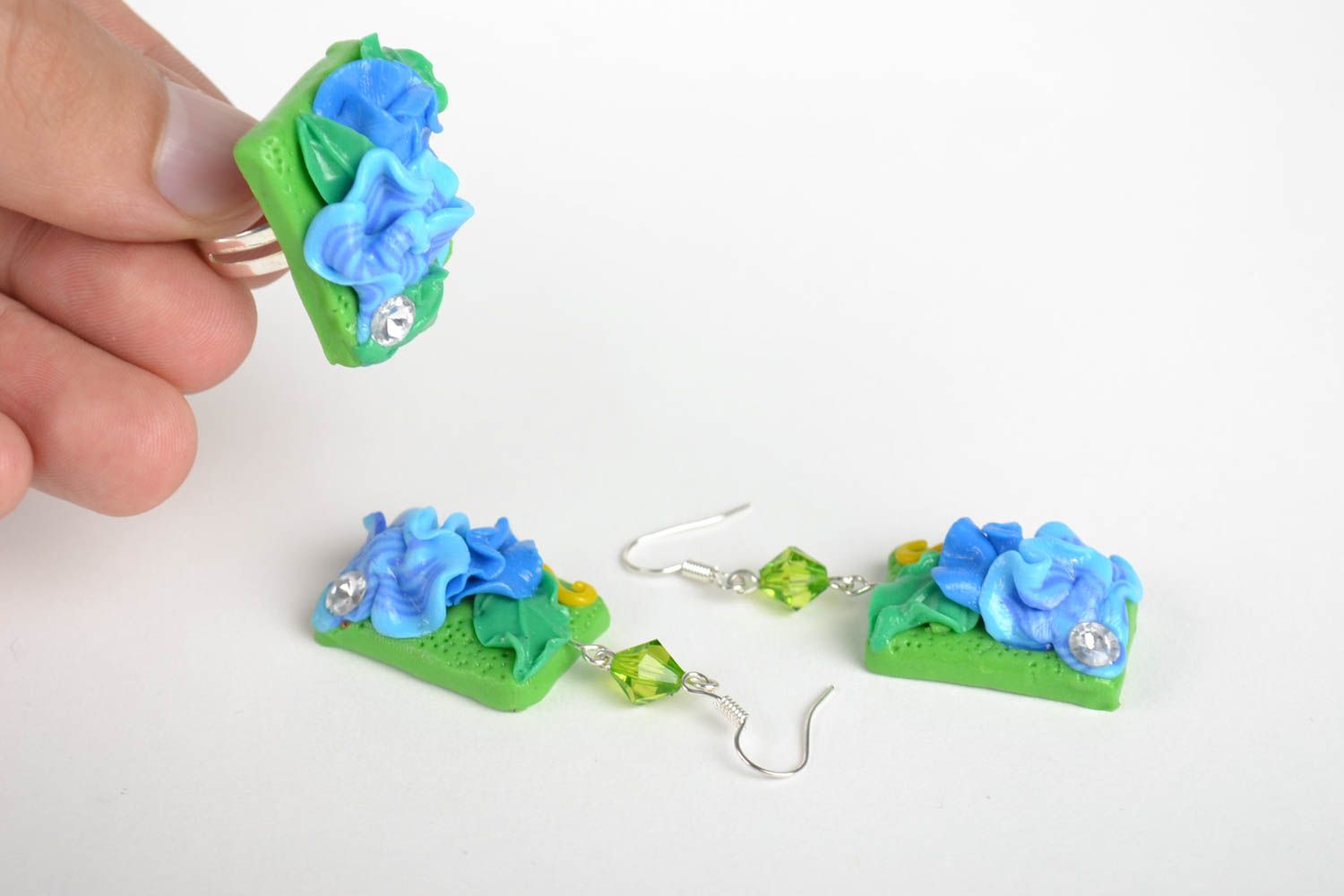 Handmade earrings unusual pendant clay jewelry designer accessories gift ideas photo 5