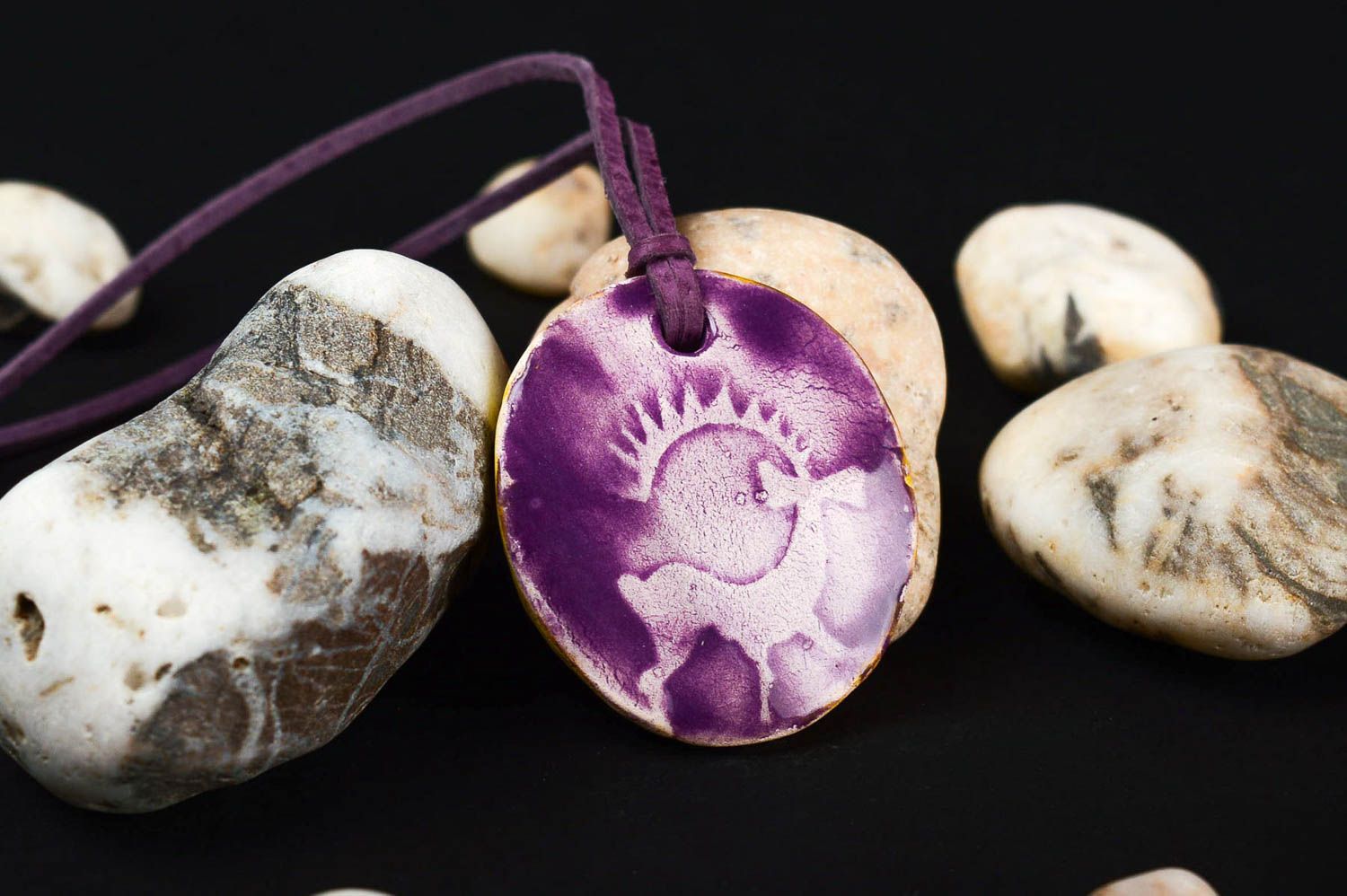 Handmade pendant necklace ceramic charm necklace best gifts for women photo 1