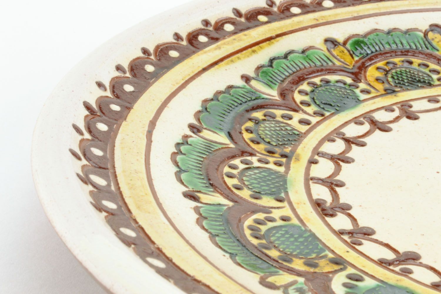 Тарелка для декора с гуцульской росписью фото 3