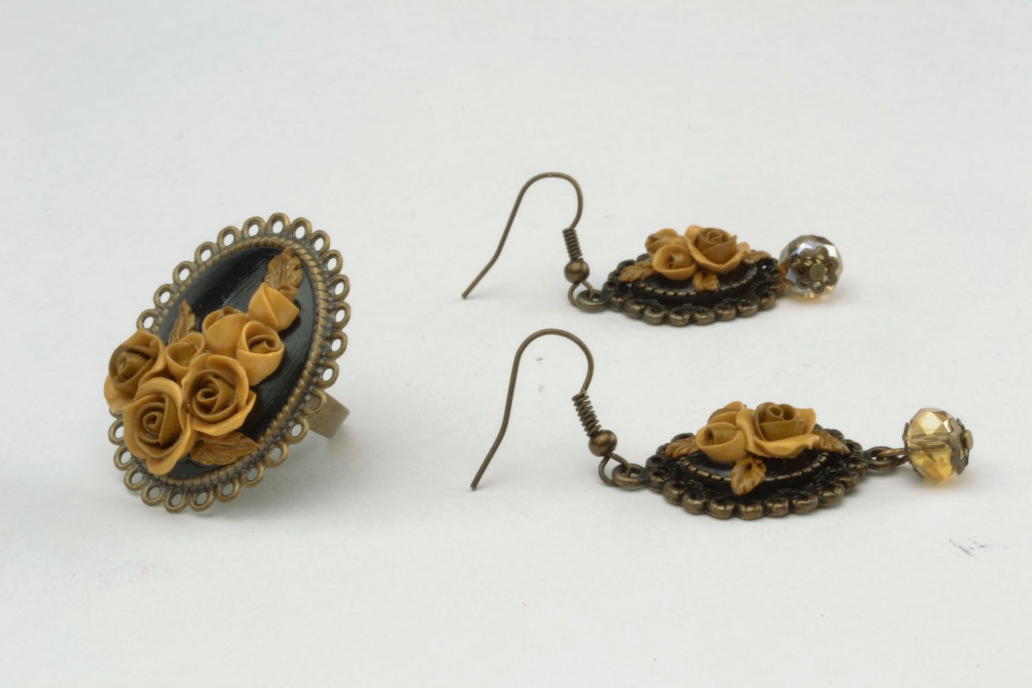 Homemade ring and earrings in vintage style photo 3