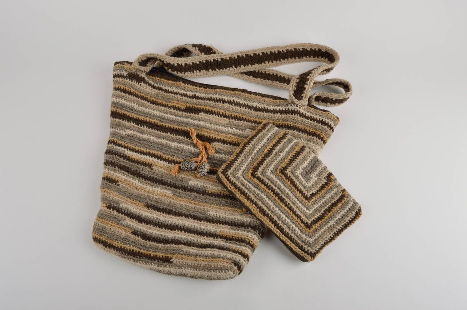 Sac à main marron Sac cabas fait main tricoté au crochet Cadeau original  photo 2