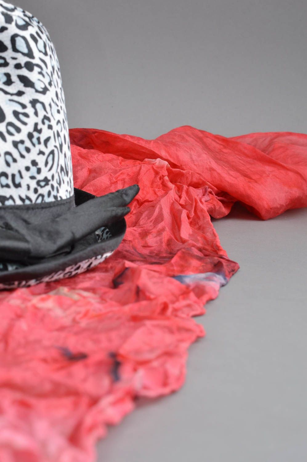 Handmade silk shawl designer red scarf unusual stylish accessory gift photo 2