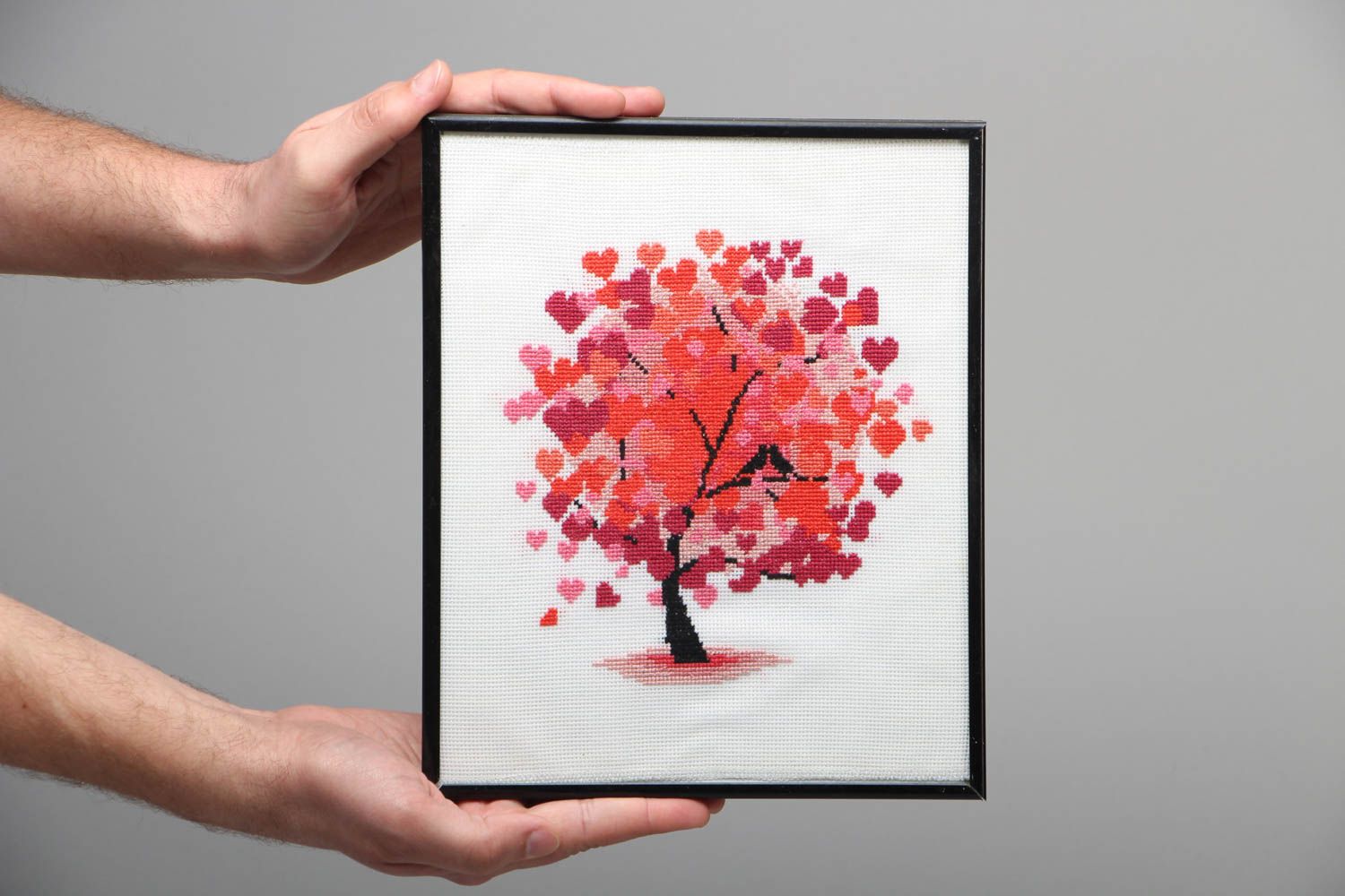 Cross stitched picture Tree of Love photo 4