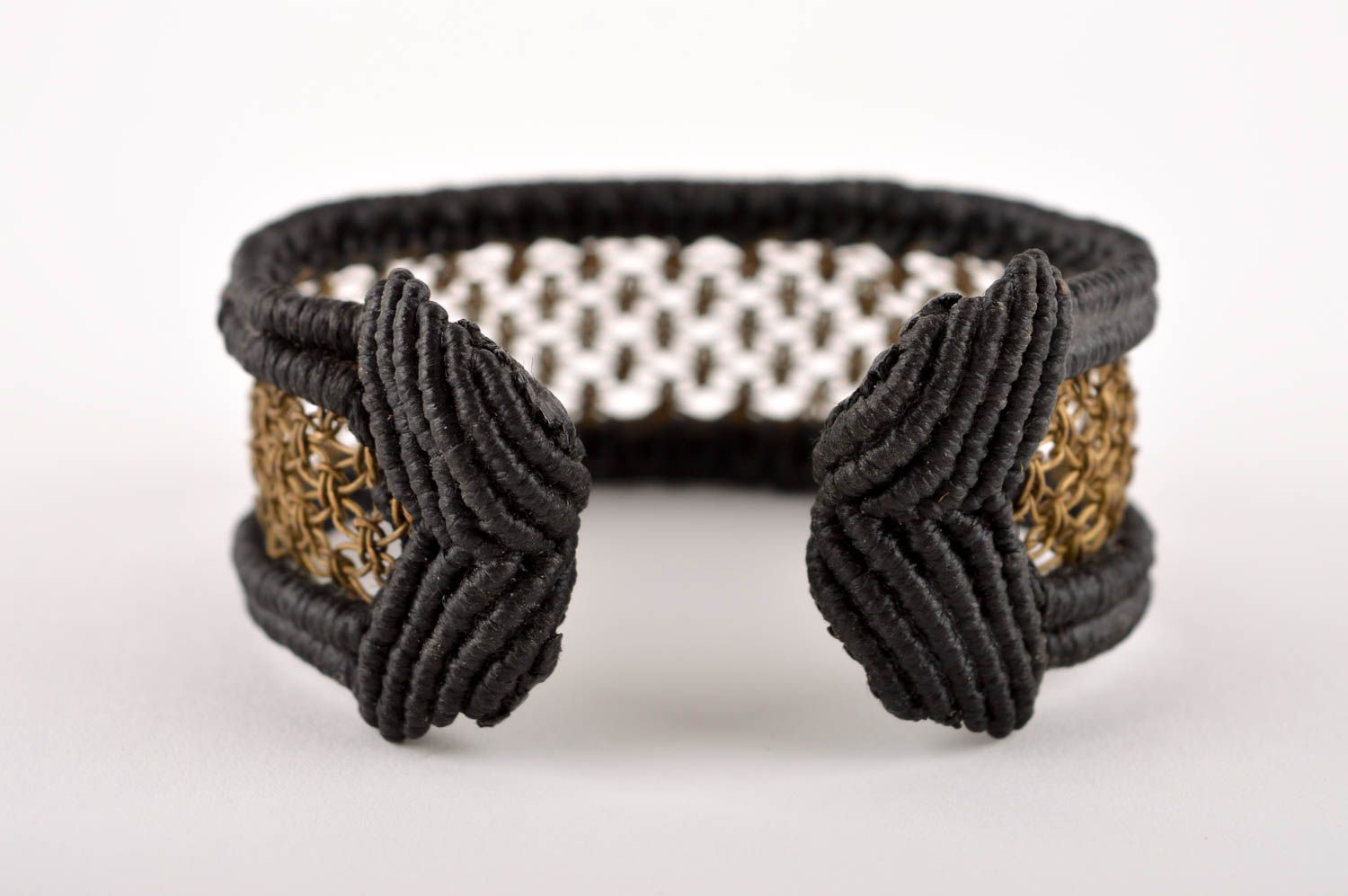 Плетеный браслет ручной работы браслет из латуни модный браслет черный фото 4