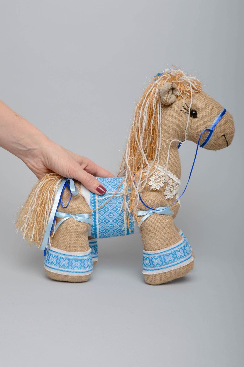 Handmade burlap toy Horse photo 3