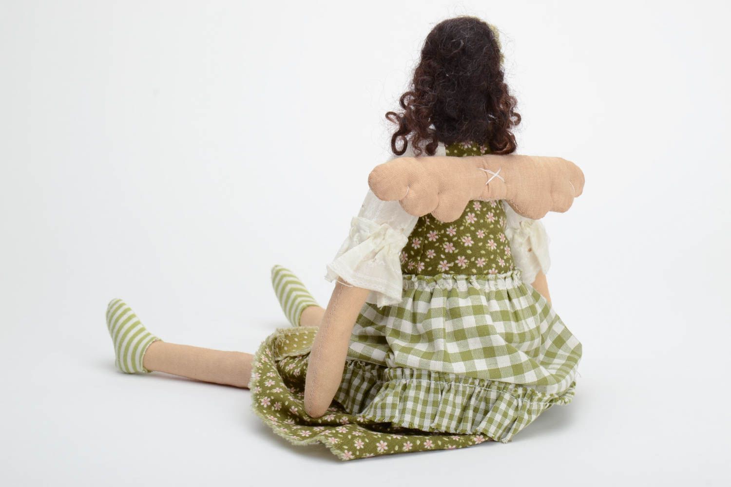 Jolie poupée molle en lin faite main décorative en robe pour enfant Ange photo 4