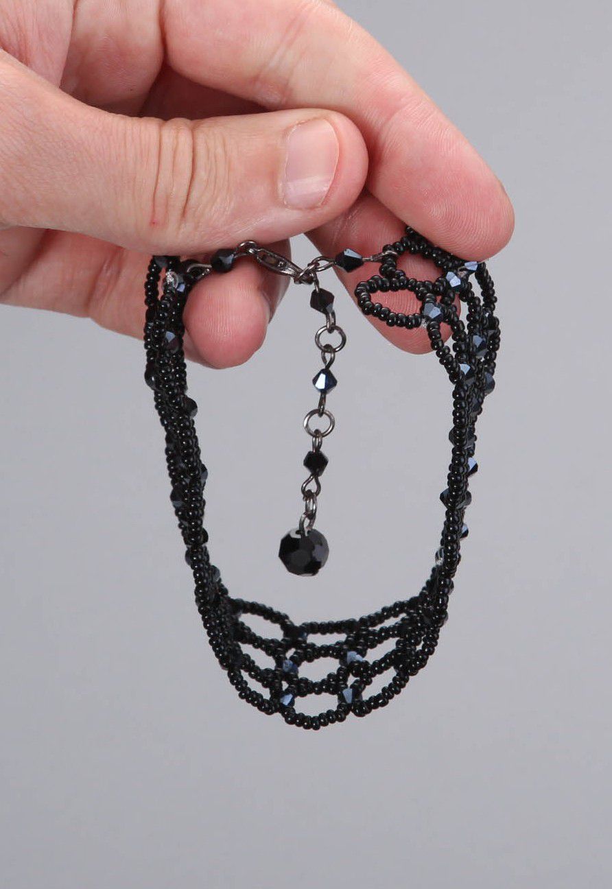 Bracelet en perles de rocaille tchèques noir photo 4