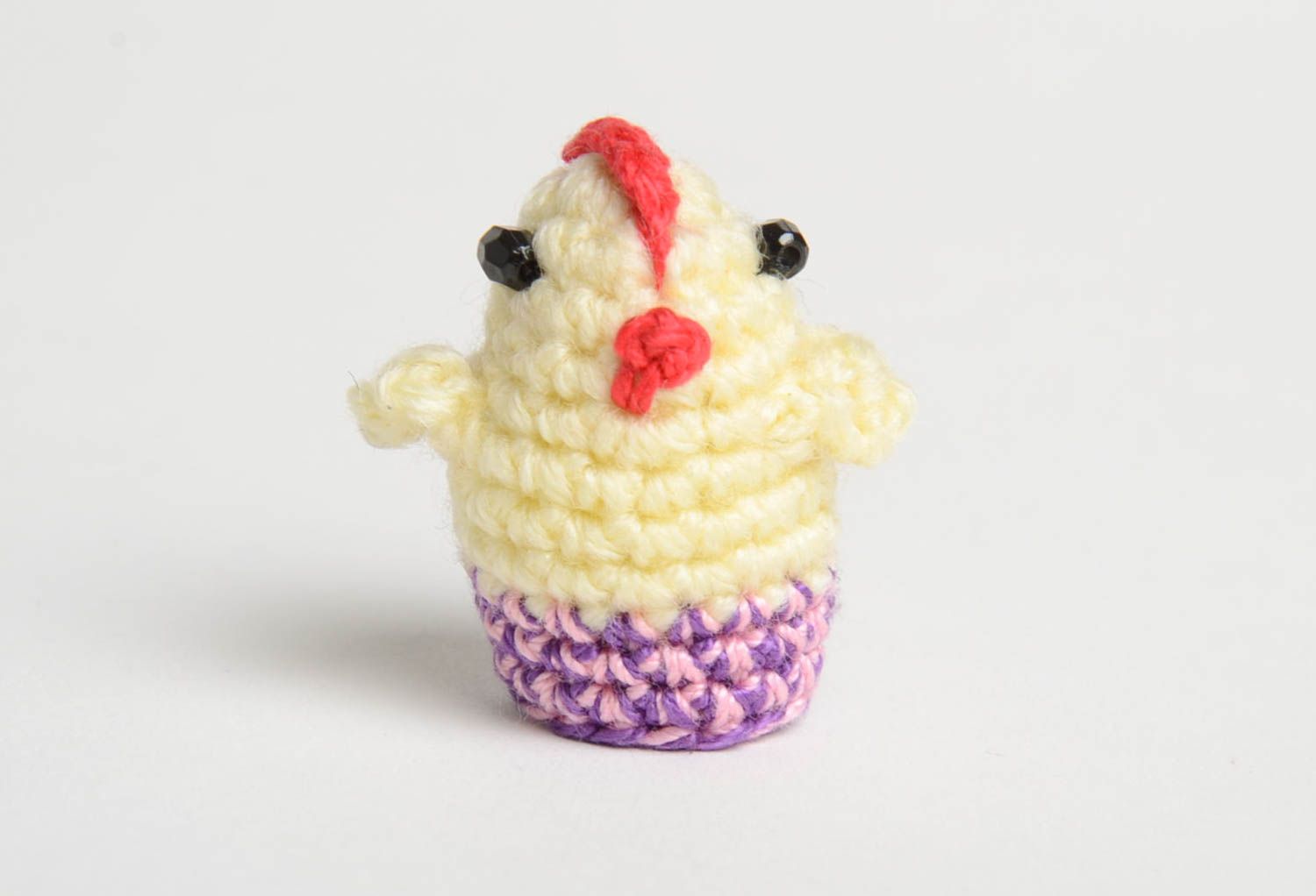 Charming handmade soft toy unusual crocheted chicken textile toy cute gift photo 2