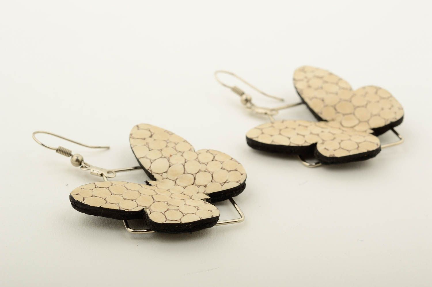 Handmade leather goods butterfly earrings designer earrings fashion jewelry photo 4