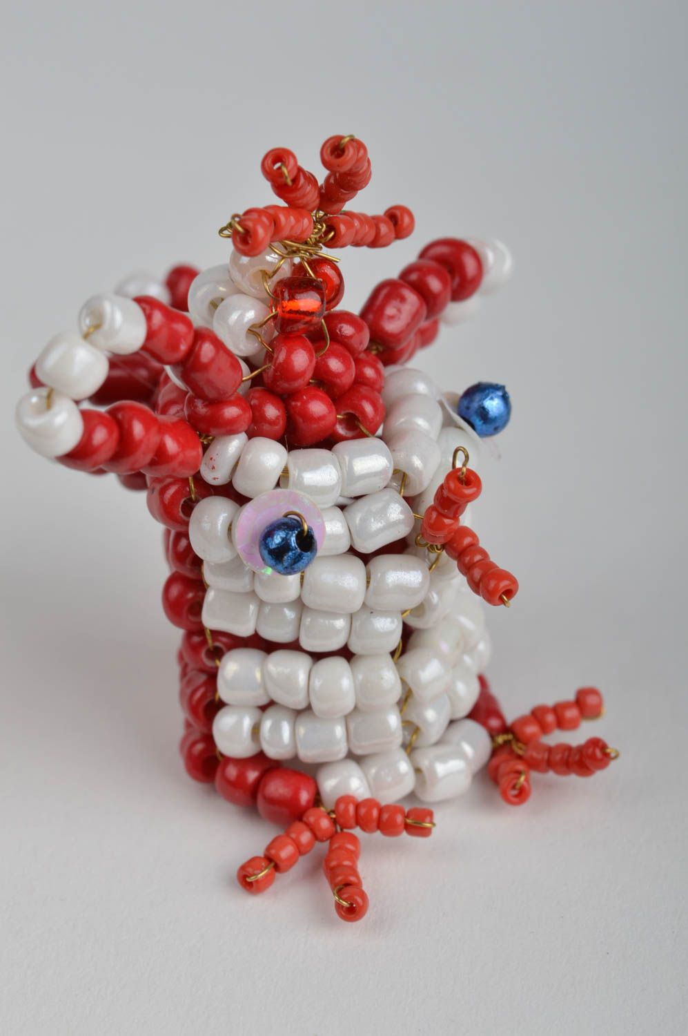 Handmade decorative red funny finger toy chicken made of the Chinese beads  photo 2