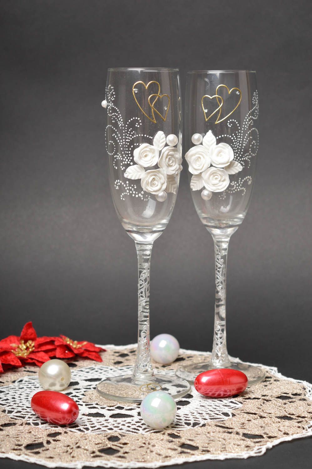 Wedding glasses wedding accessories handmade wedding decor wedding gift ideas photo 1