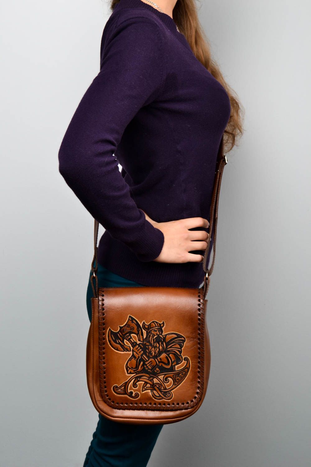 Handmade leather accessories designer shoulder bag stylish purse for girls photo 1