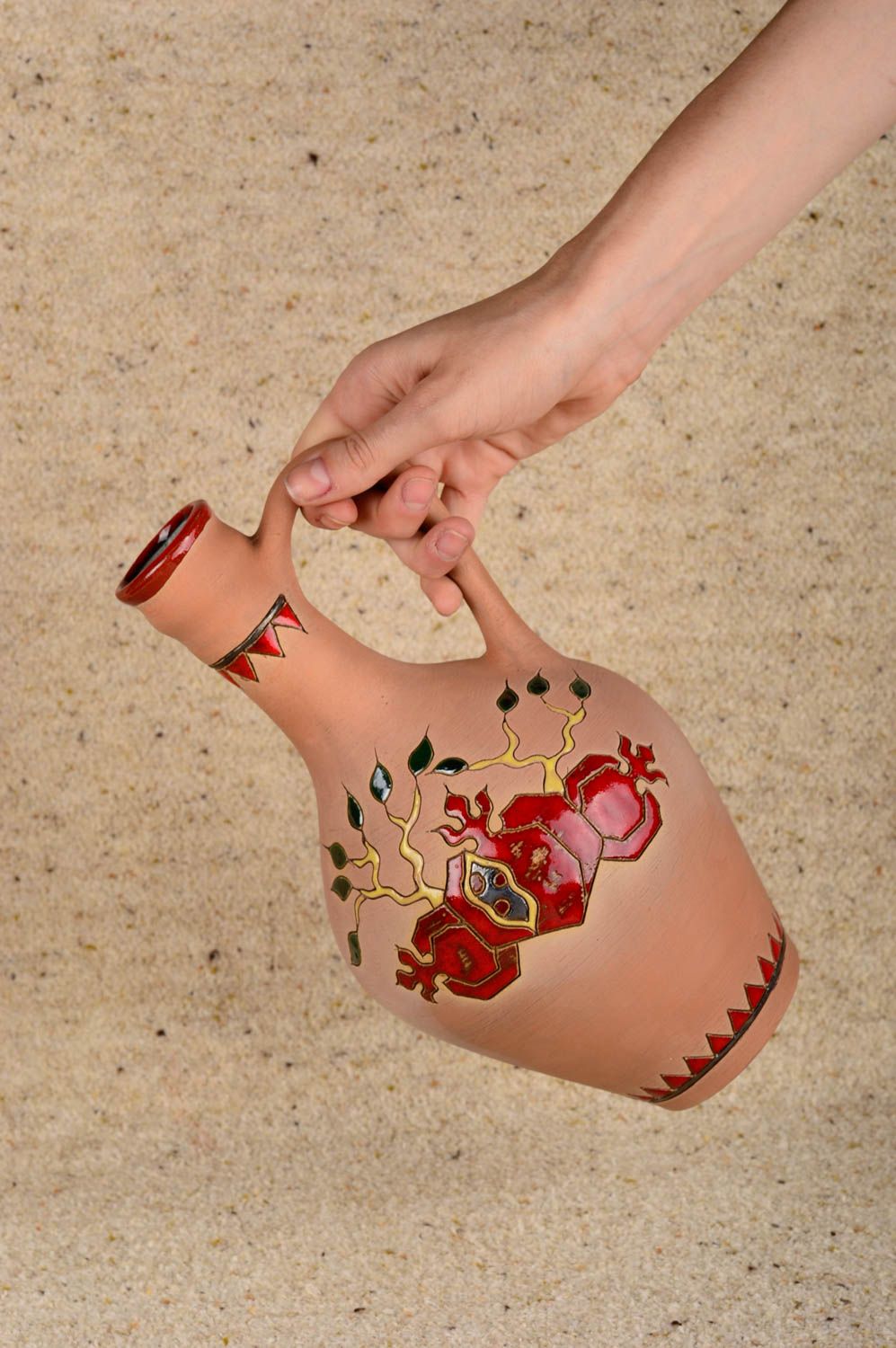 40 oz ceramic wine pitcher with hand-painted pattern 1,7 lb photo 4