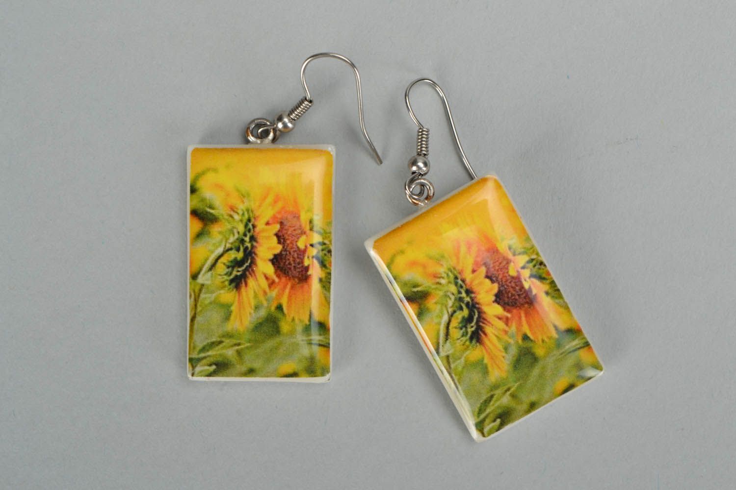 Polymer clay earrings Sunflowers photo 2