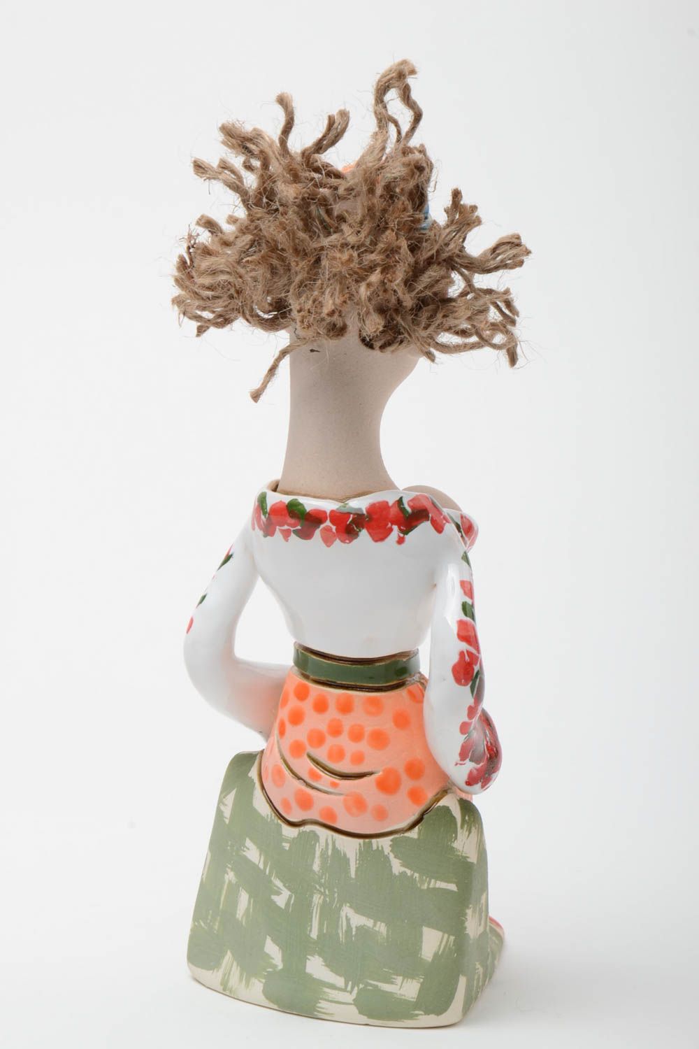 Statuette femme en argile faite main peinte de pigments originale décorative photo 4