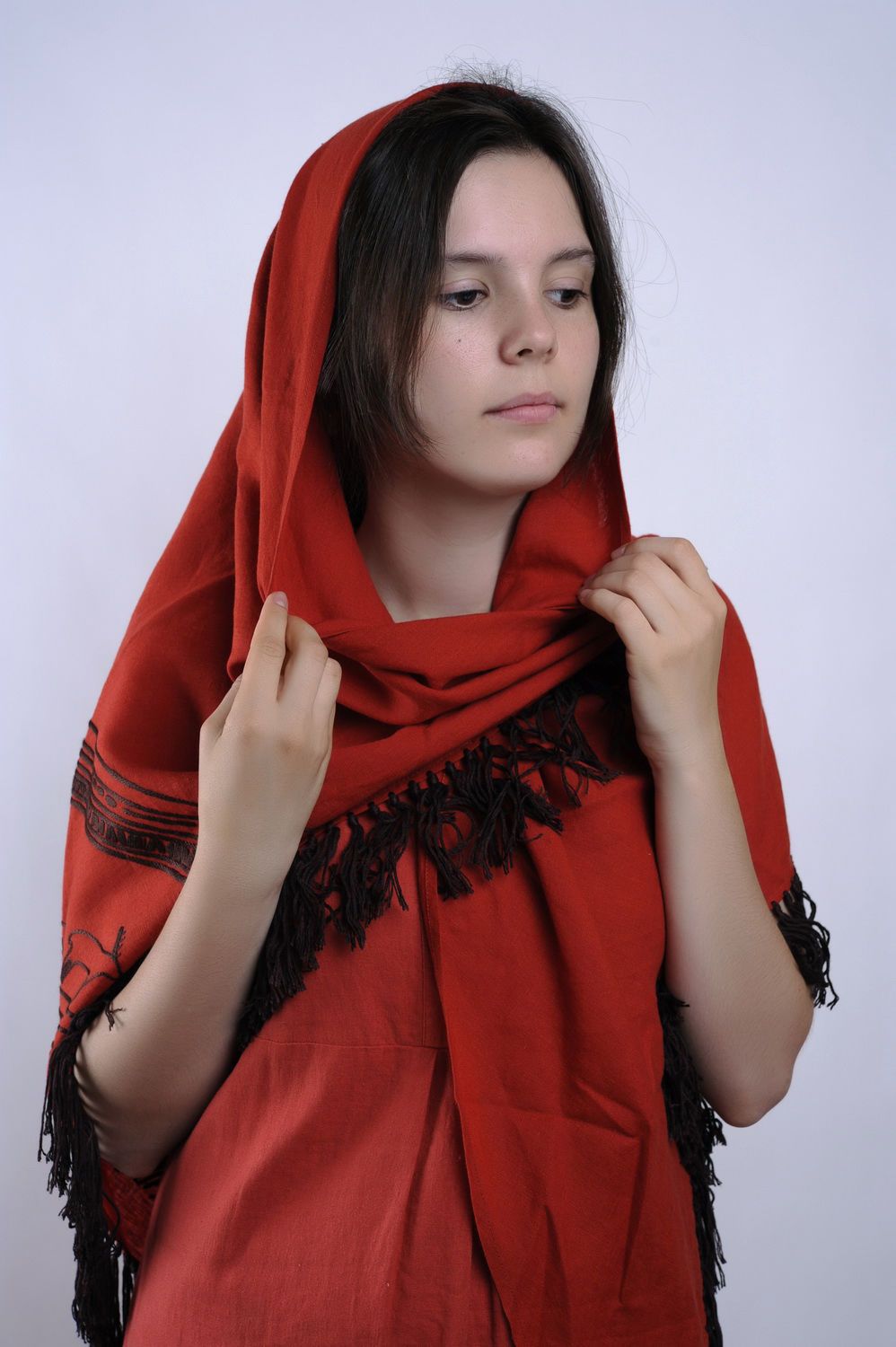 Linen handmade shawl photo 2
