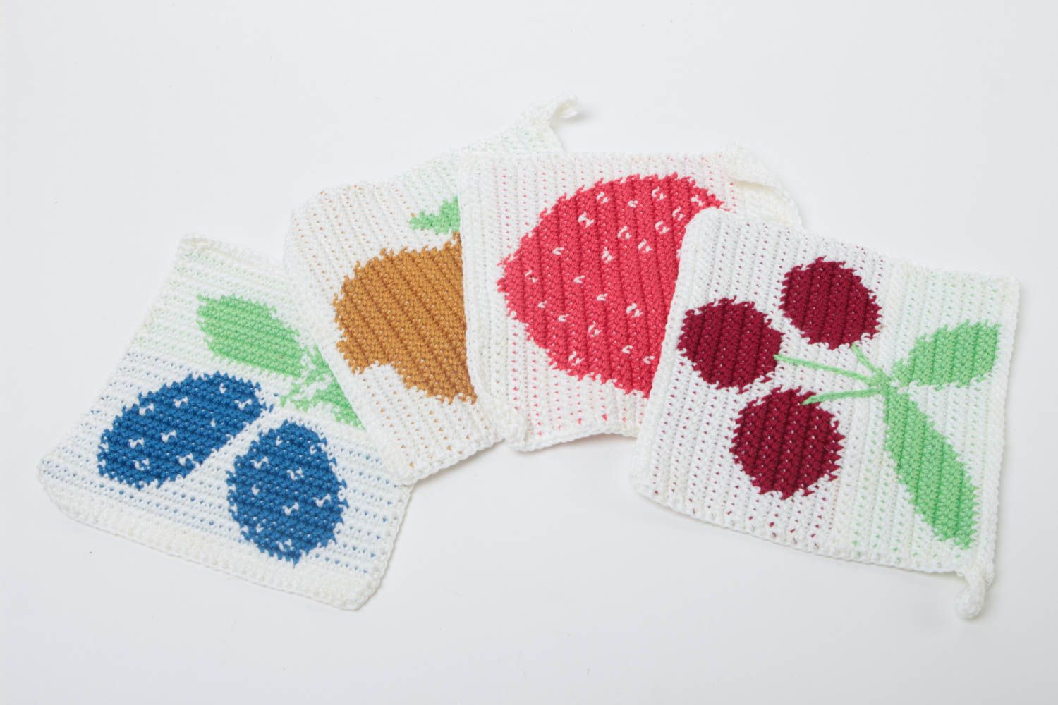 Maniques au crochet faites main Textile de cuisine 4 pièces Accessoire cuisine photo 4