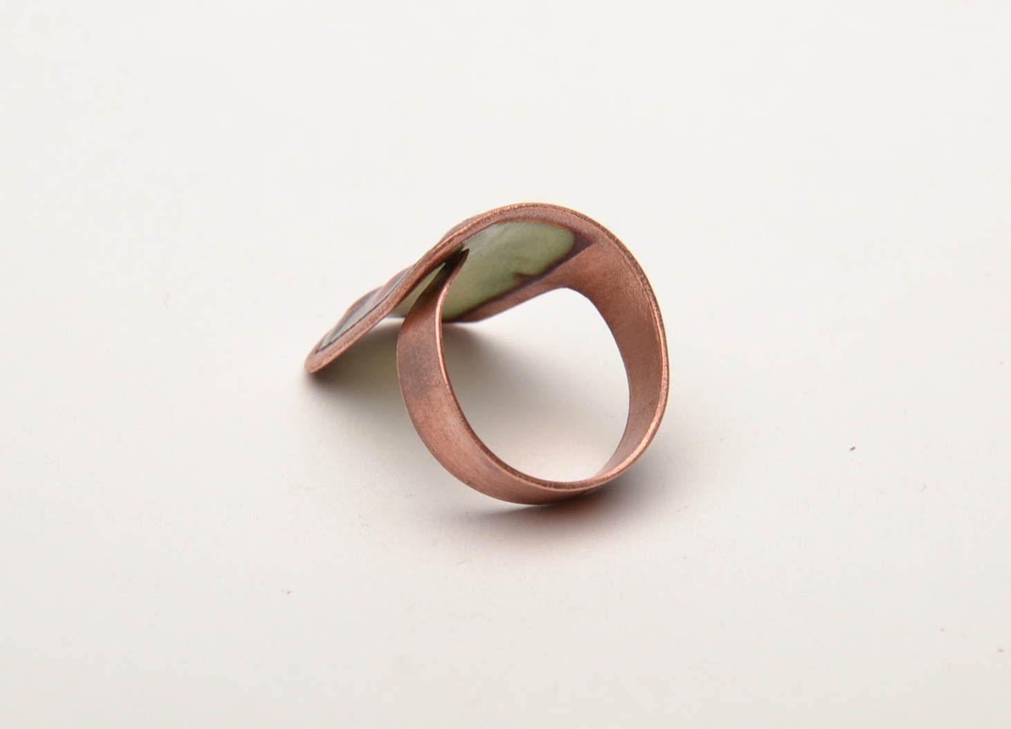 Copper ring with hot enamel painting photo 3
