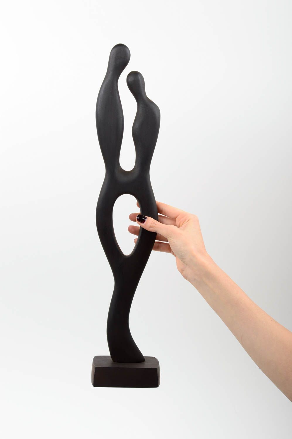 Figurine décorative Statuette en bois noir Amoureux Déco intérieure design photo 5