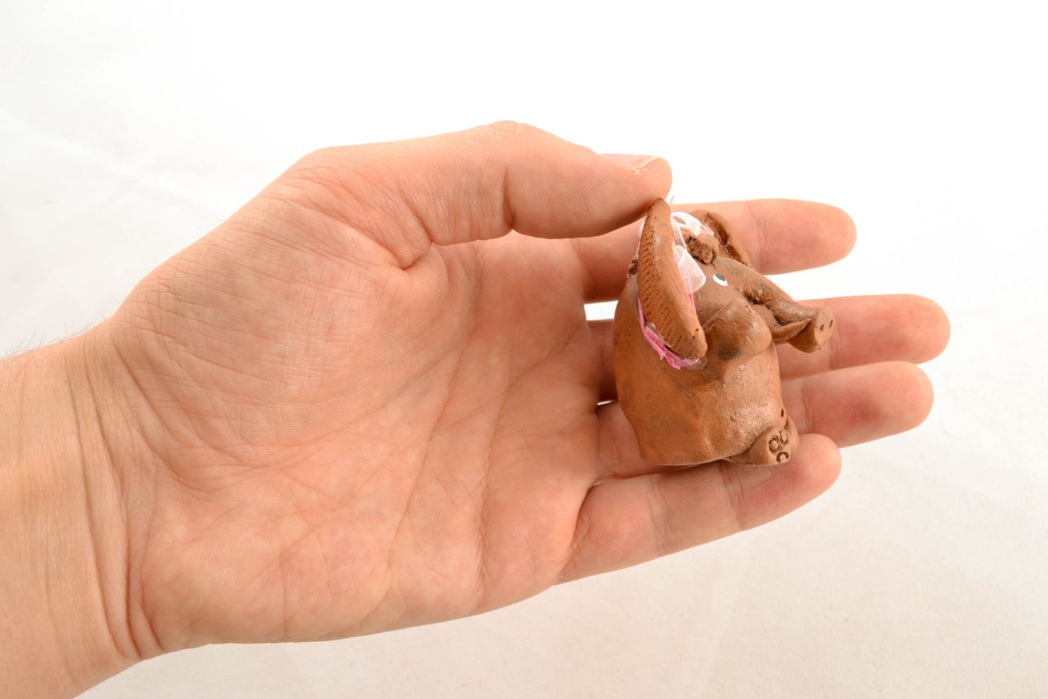 Figurine miniature éléphant en terre cuite faite main photo 1